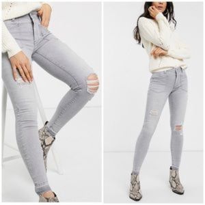 Free People Ivy Mid Rise Skinny Jeans Grey Sz 25